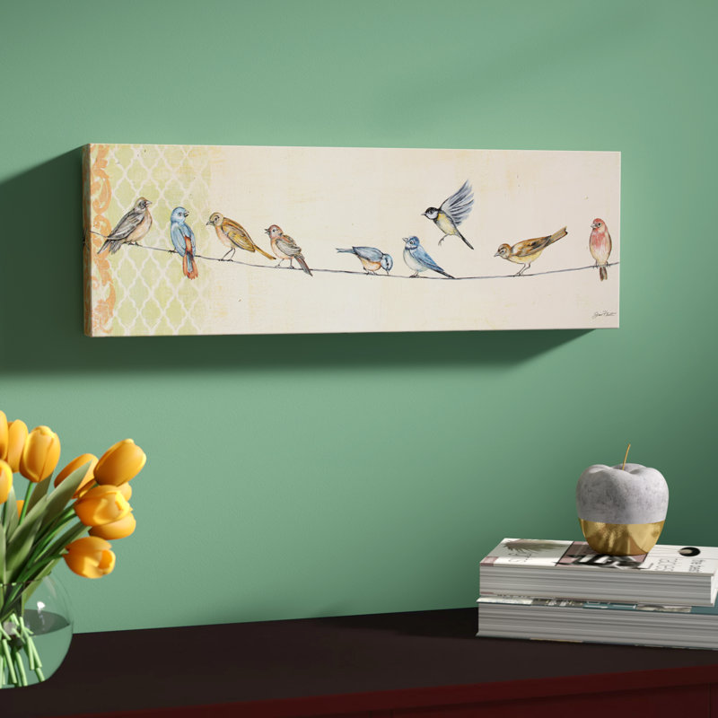 Charlton Home Birds On Wire Acrylic Painting Print On Wrapped Canvas Reviews Wayfair