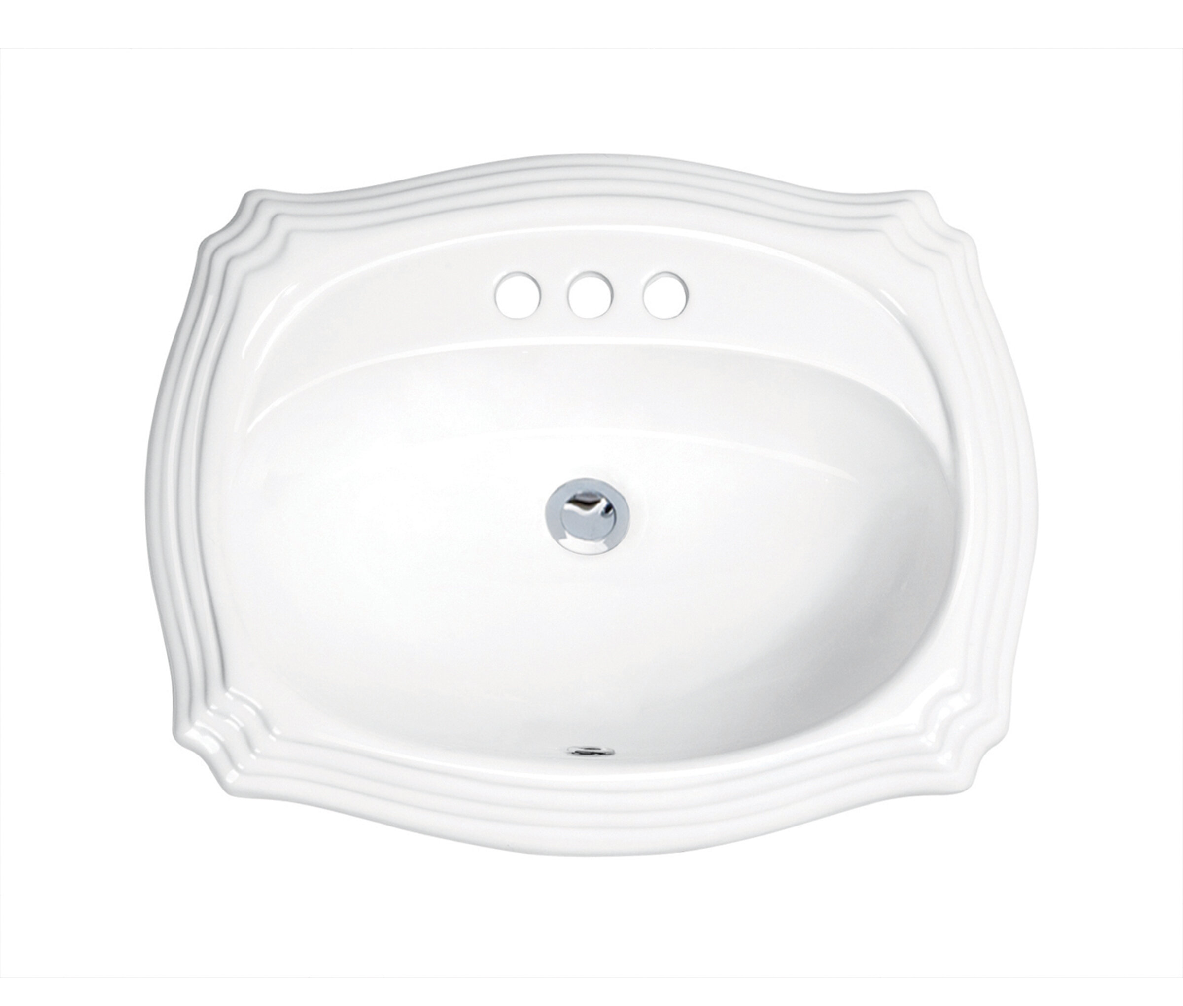 Top Mount Vitreous China Oval Drop In Bathroom Sink With Overflow