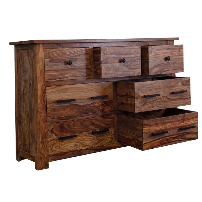 Loon Peak Marissa Sheesham Wood 7 Drawer Double Dresser Wayfair Ca