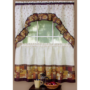 Cadney Traditional Elegance Coffee 2 Piece Kitchen Curtain Set