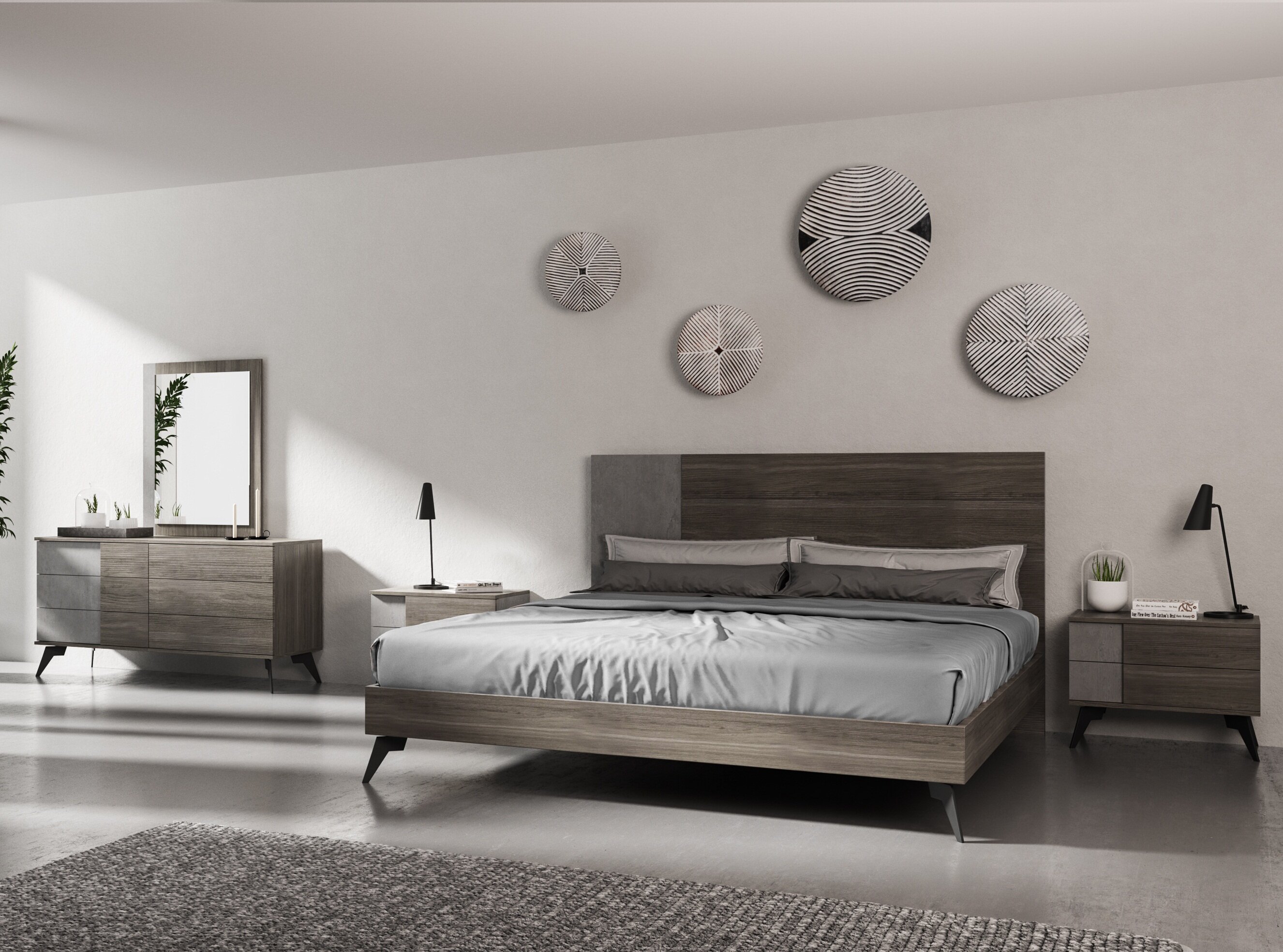 Bayport Italian Modern Platform 5 Piece Bedroom Set