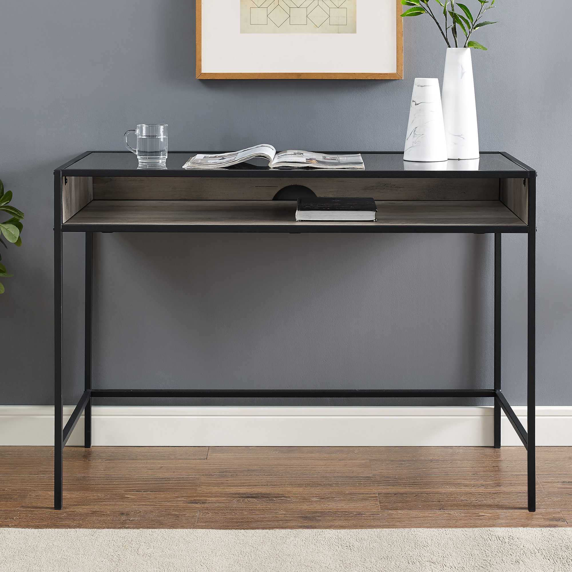 Williston Forge Nowak Glass Desk Reviews Wayfair