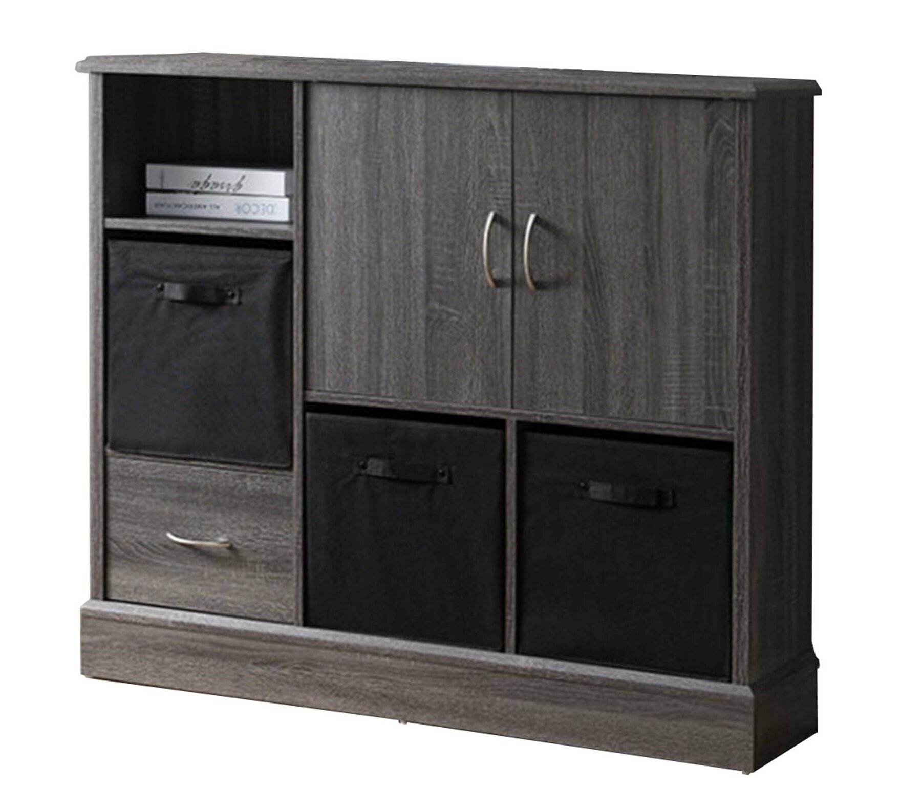 Latitude Run Wooden Storage Cabinet With One Drawer And Open Shelf