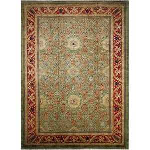 One-of-a-Kind Arthen Hand-Knotted Rectangle Light Green Area Rug