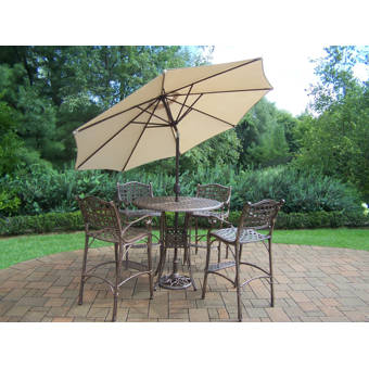 August Grove Wendling 6 Piece Bar Height Dining Set With Umbrella Wayfair
