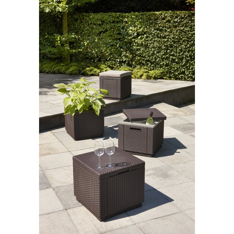 Allibert Cooler Side Table with Cooling Ice Cube Rattan Look Graphite