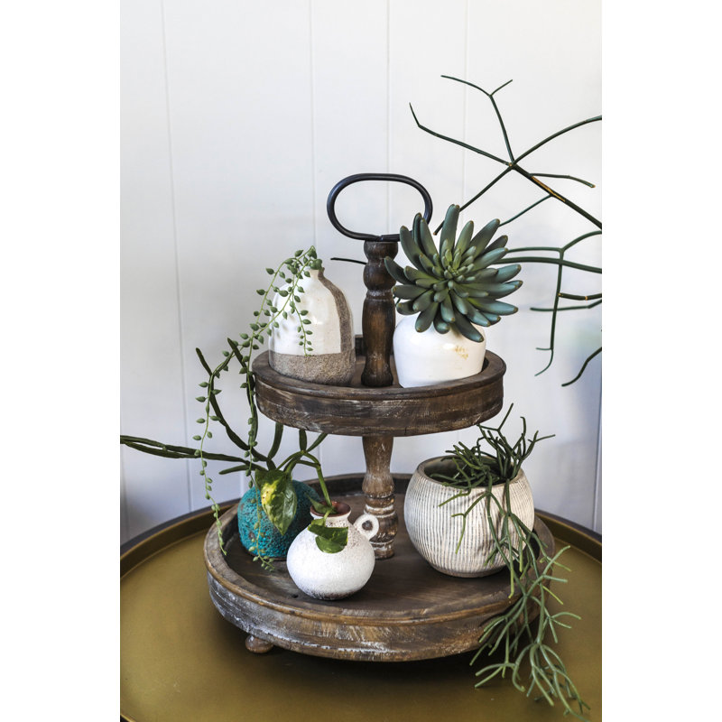 Laurel Foundry Modern Farmhouse Round 2 Tier Stand Ottoman Coffee