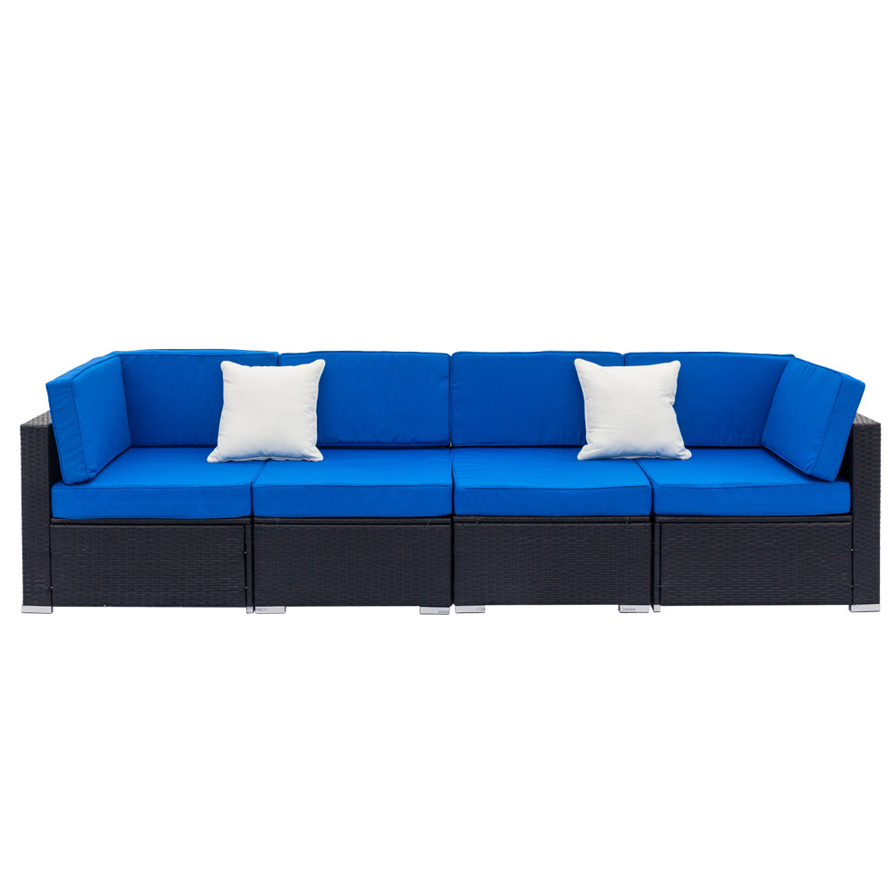 Ebern Designs Wickett Patio Sofa With Cushions Wayfair