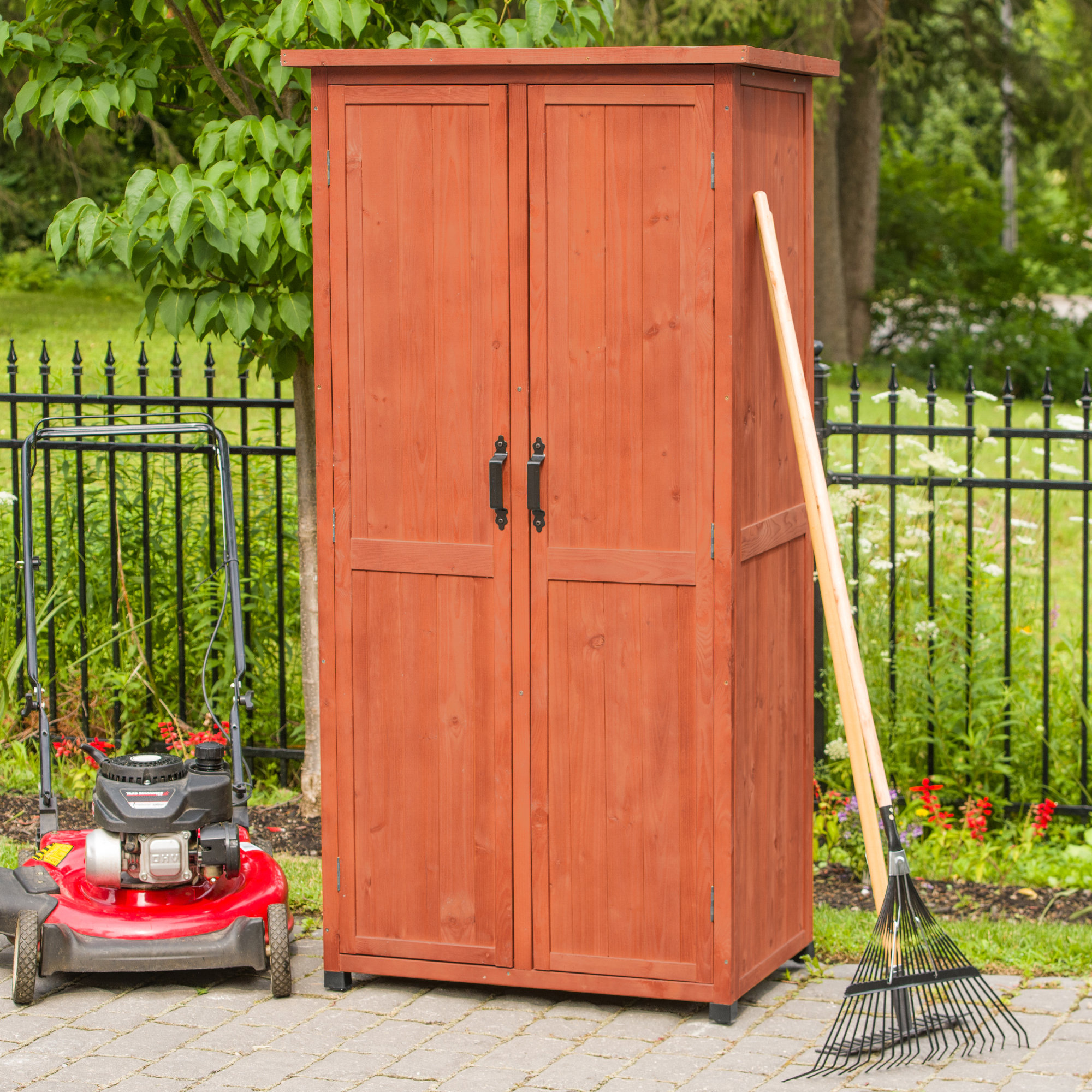 Leisure Season 3 Ft W X 2 D Solid Wood Vertical Tool Shed D Solid Wood Vertical Tool Shed Reviews Wayfair