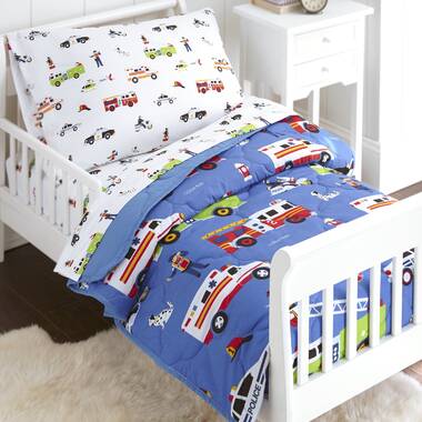 Flat Sheet Shark Attack Wildkin 100% Cotton 4 Piece Toddler Bed-in-A-Bag for Boys & Girls Fitted Sheet & Pillowcase Bed Set for Cozy Cuddles Bedding Set Includes Comforter BPA-Free 