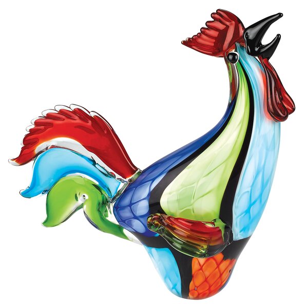 This Style Art Glass Giant Rooster H16"-stunning piece in bright bold ...