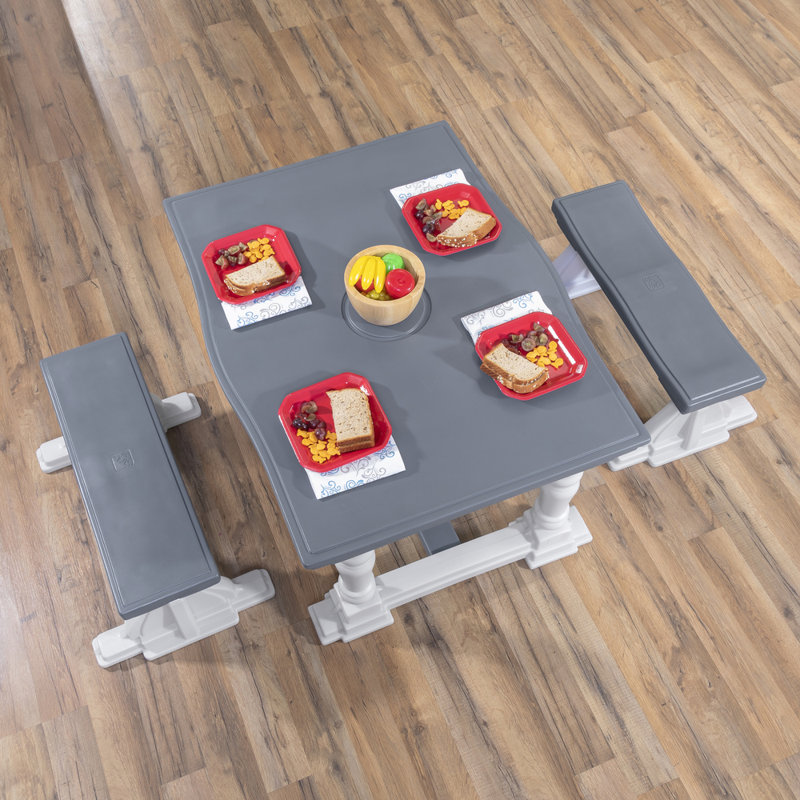 Step2 Farmhouse Kids Table And Chair Set 3 Piece Bench Set