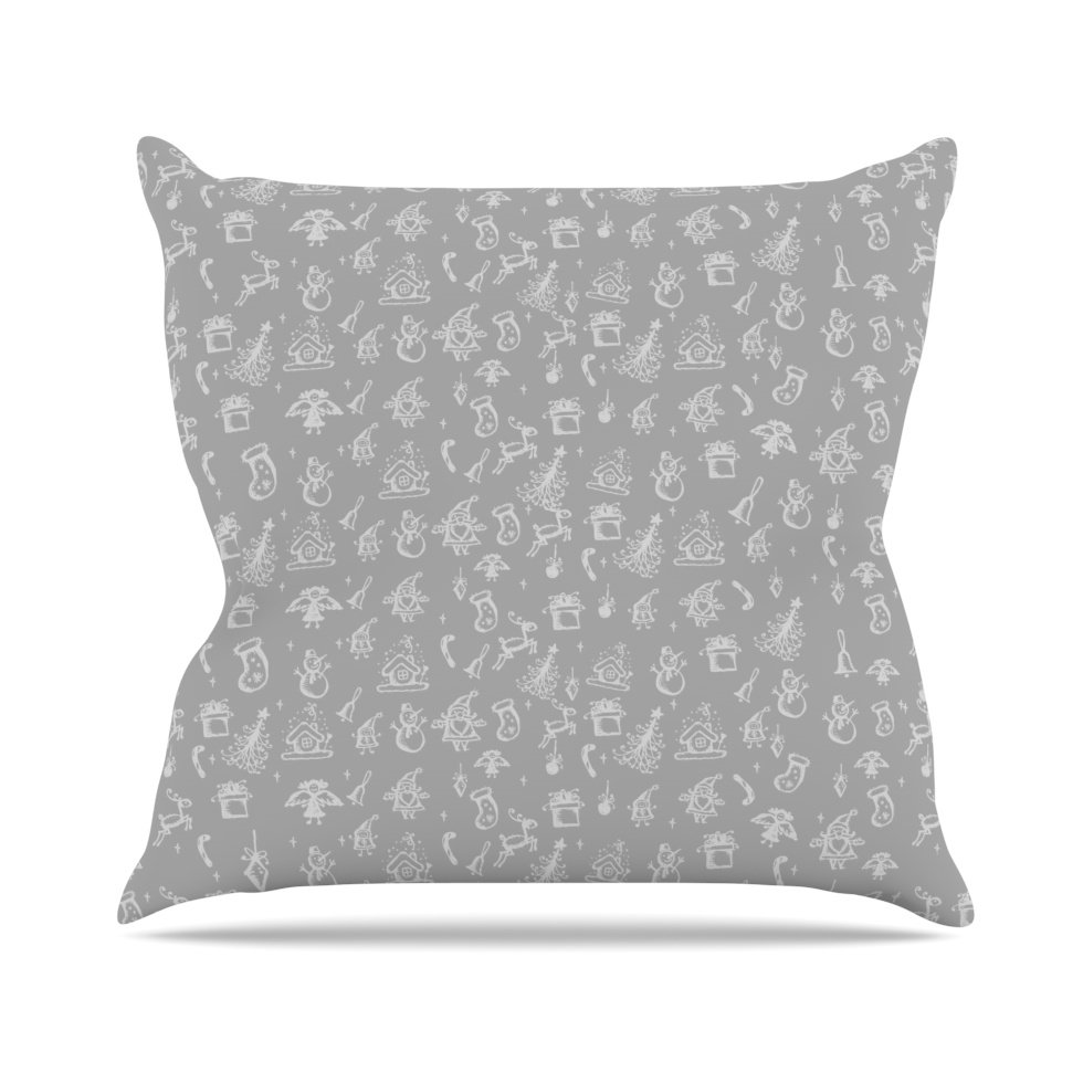 20 by 20 Kess InHouse Julia Grifol Flowers in White /& Black Throw Pillow