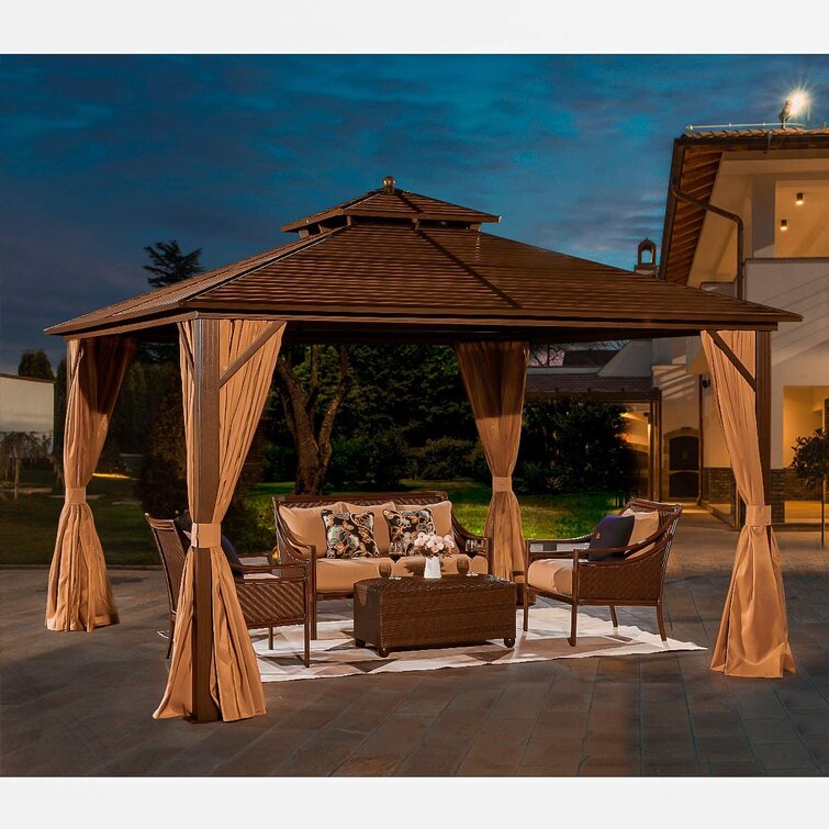 GAZEBO STEEL DECORATED WITH SHEETING LATERAL 3X3MT GARDEN FURNITURE ART.35893 