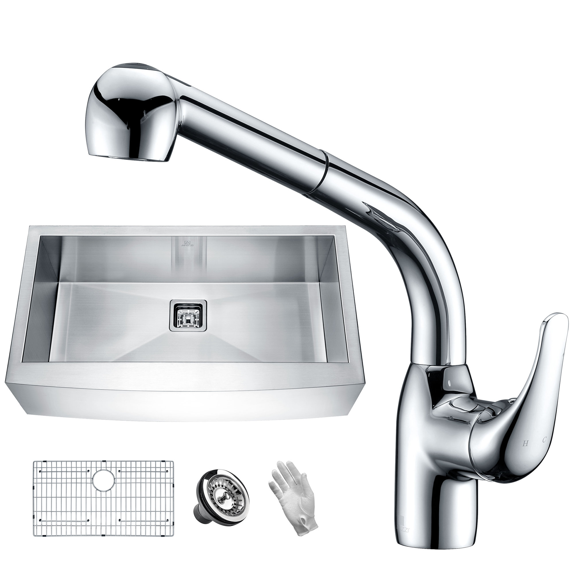 Anzzi Elysian 36 L X 21 W Farmhouse Apron Kitchen Sink With Faucet Wayfair