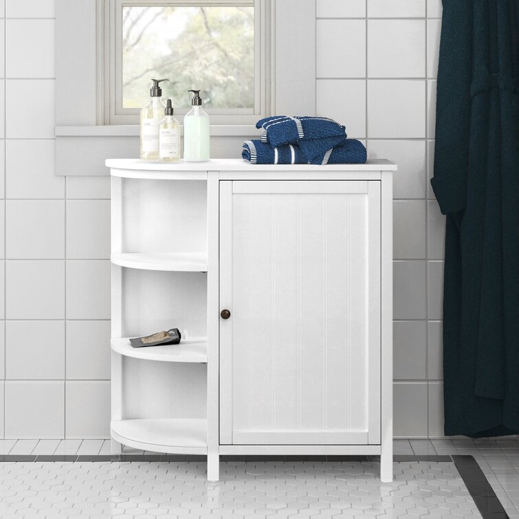 White Wooden Rack Bathroom Shelf Cabinet Cupboard Bedroom Storage Unit Standing