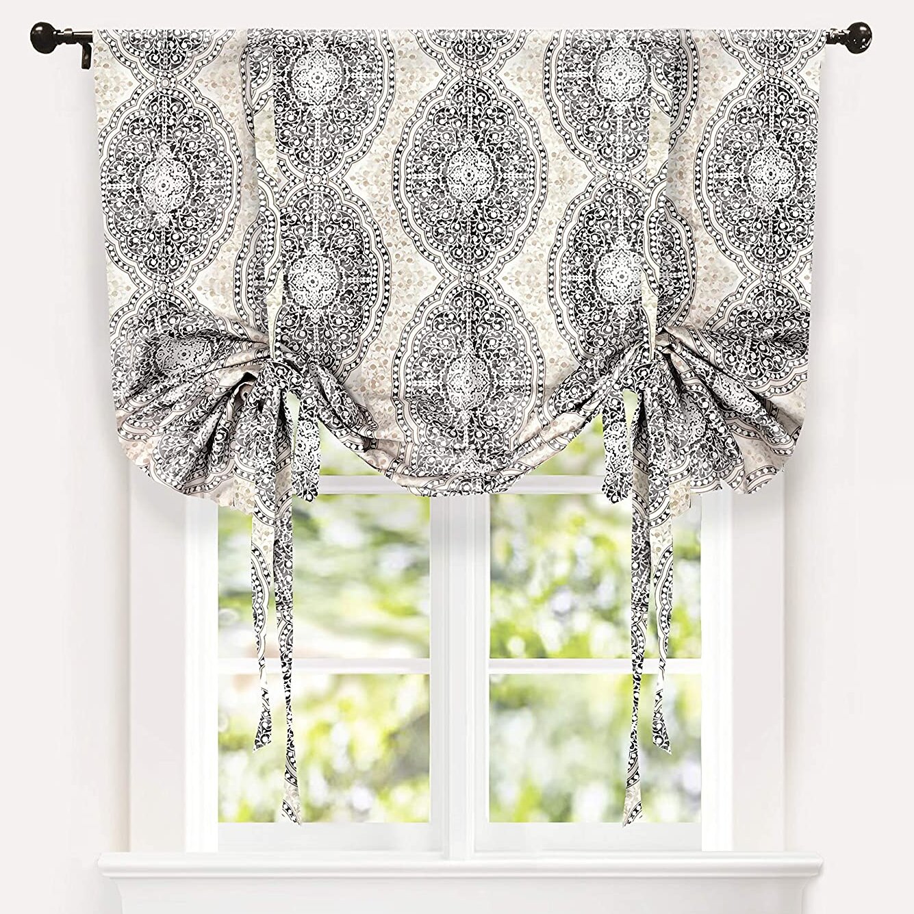 Exquisite Rural Style Floral Print Rod Pocket Sheer Curtain Pabel Voile Valance 