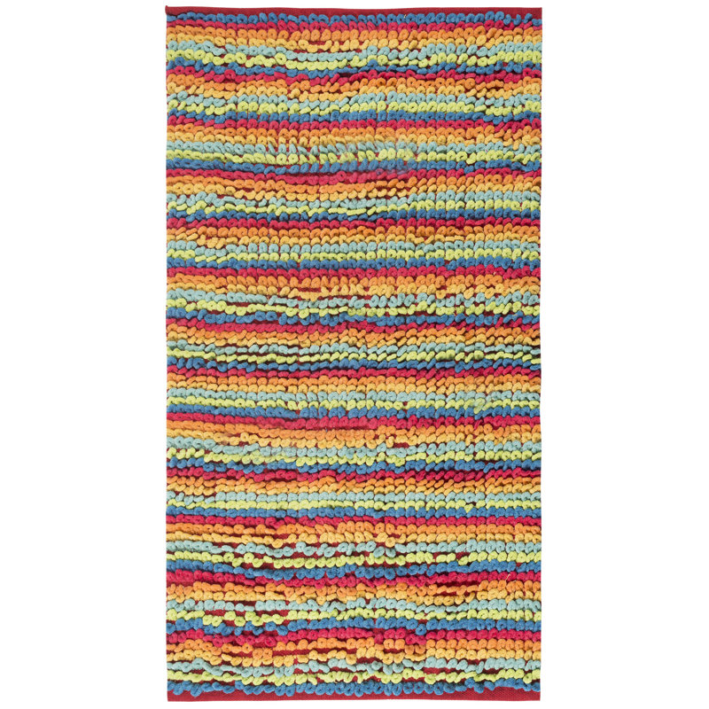 Chenille Loop Hand-Woven Red/Blue Area Rug