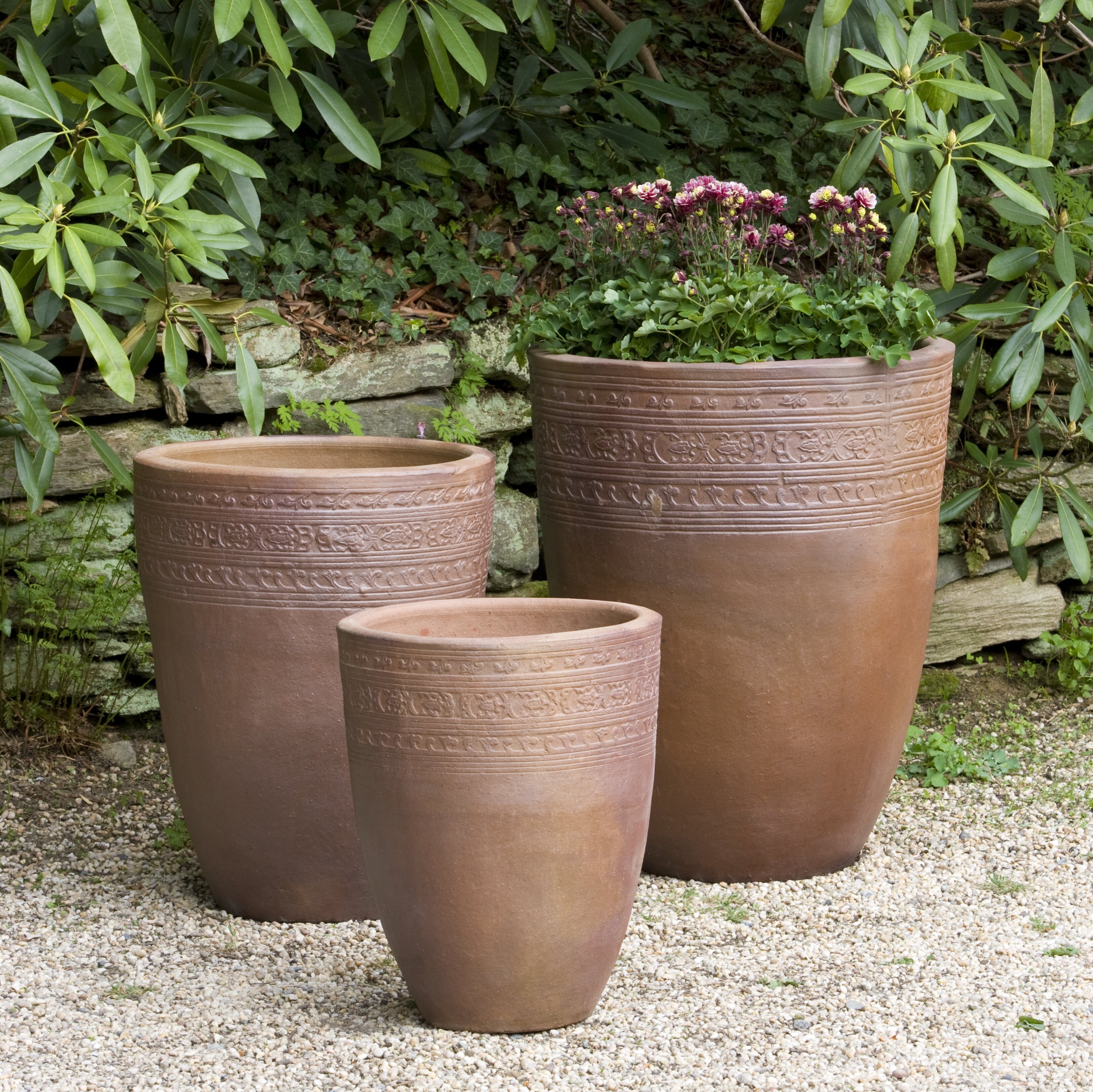 Canora Grey Alany 3-piece Glazed Terracotta Pot Planter Set 