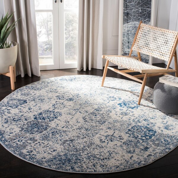 MODERN NATURAL SISAL flowers blue round RUG 'FLAT' PRACTICAL Carpet FlatWeave 