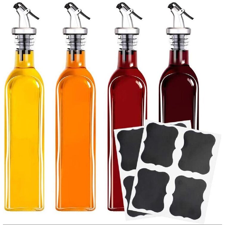 Glass Oil And Vinegar Bottle Cruet Dispenser With Pour Spout 17 Oz Set Of 2 