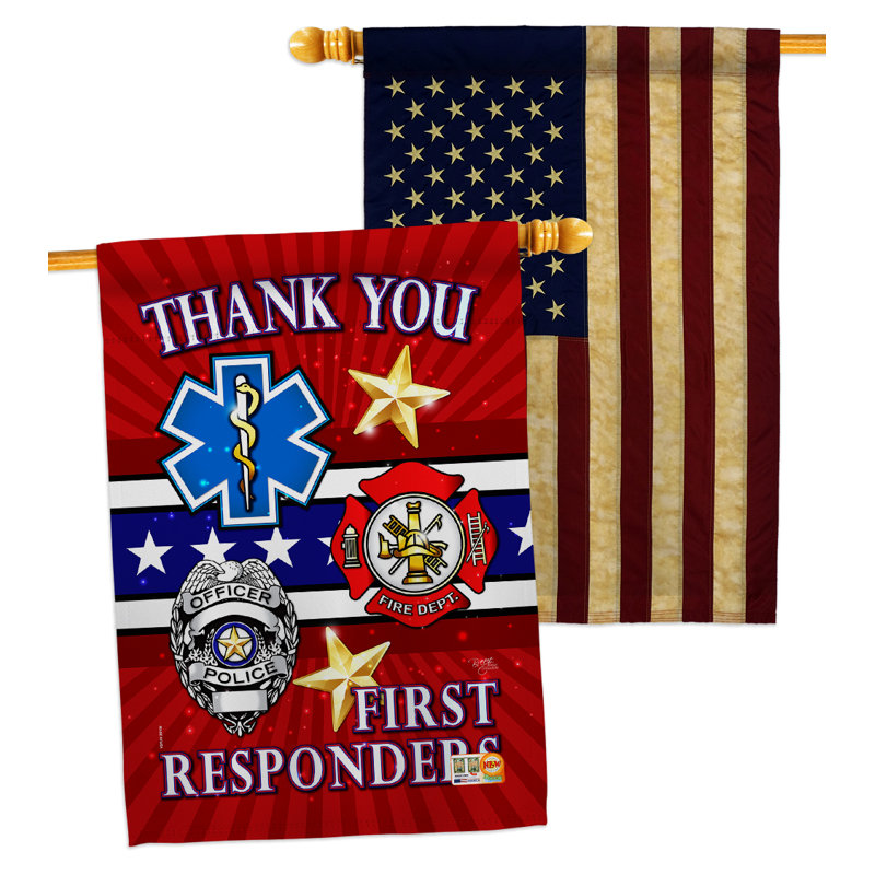 Breeze Decor 2 Piece First Responders Impressions Decorative 2 Sided Polyester 40 X 28 In House Flag Set Wayfair