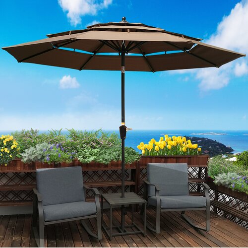 Arlmont Co 9ft 3 Tiers Outdoor Patio Umbrella With Crank And Tilt