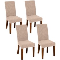 Clothman Washable Dining Chair Covers Set of 4 Jacquard High Elasticity Chair Slipcovers Removable Parsons Chair Covers for Dining Room Blue