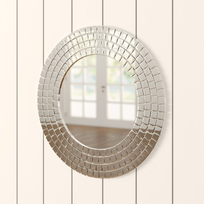 Goku Round Crystals Glass Mosaic Wall Mirror