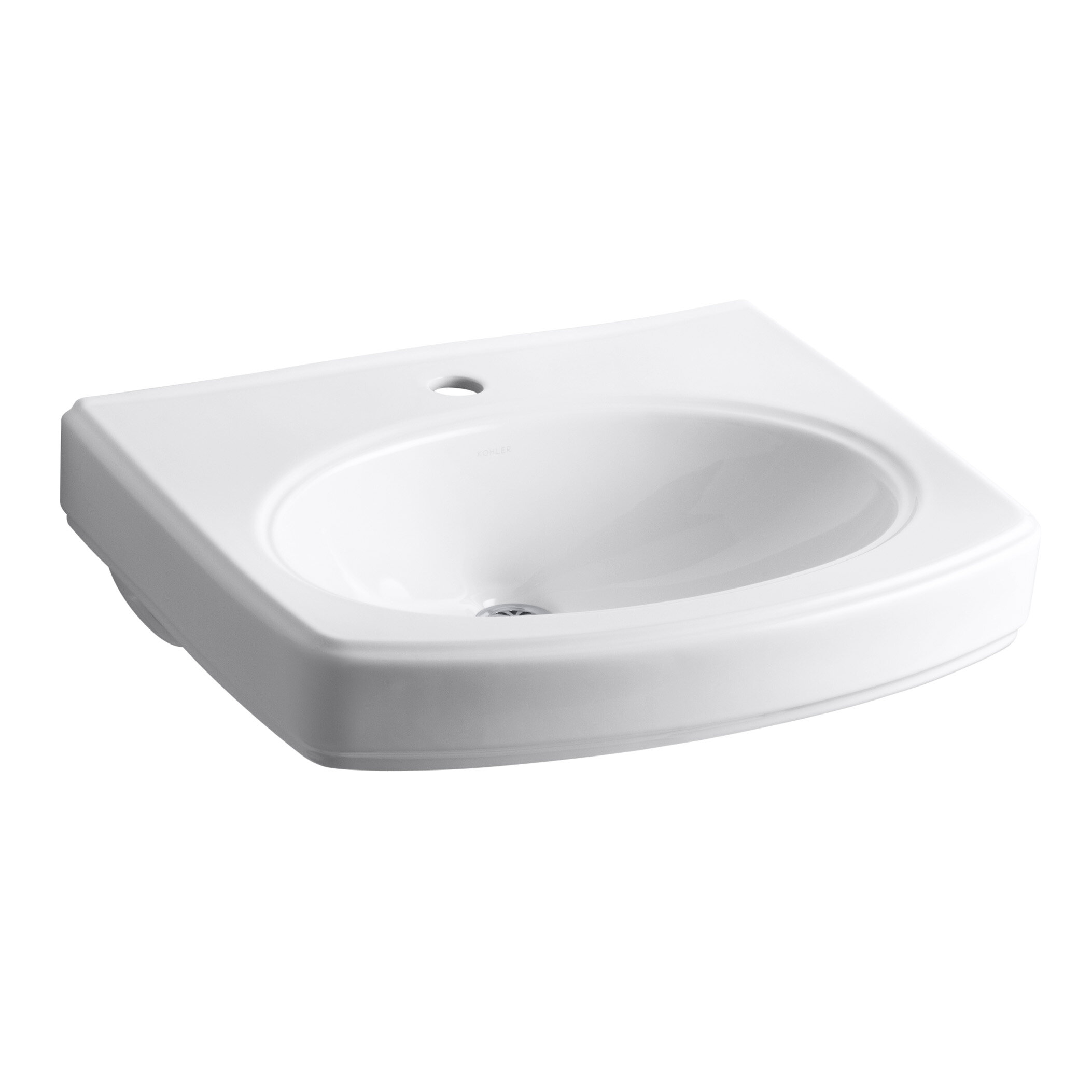 K 2028 1 0 Kohler Pinoir Ceramic 22 Wall Mount Bathroom Sink With Overflow Wayfair