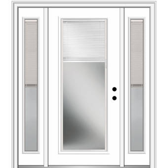 Smooth Internal Blinds Primed Fiberglass Prehung Front Entry Doors