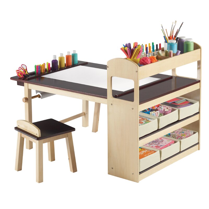emilio kids 3 piece arts and crafts table and stool set