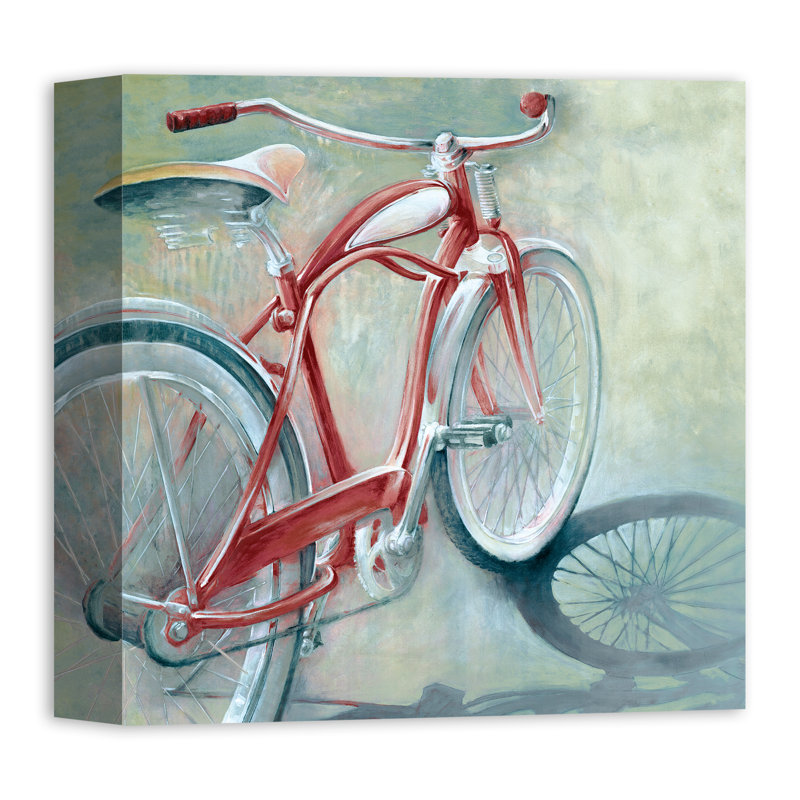 Red Barrel Studio Red Bicycle Painting Acrylic Painting Print On