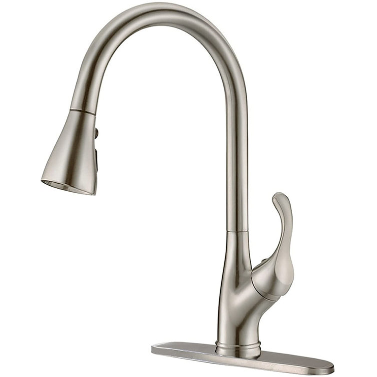 Pull Down Kitchen Faucet With Sprayer Stainless Steel Brushed Nickel -  Single Handle Commercial High Arc Pull Out Spray Head Kitchen Sink Faucets  With ...