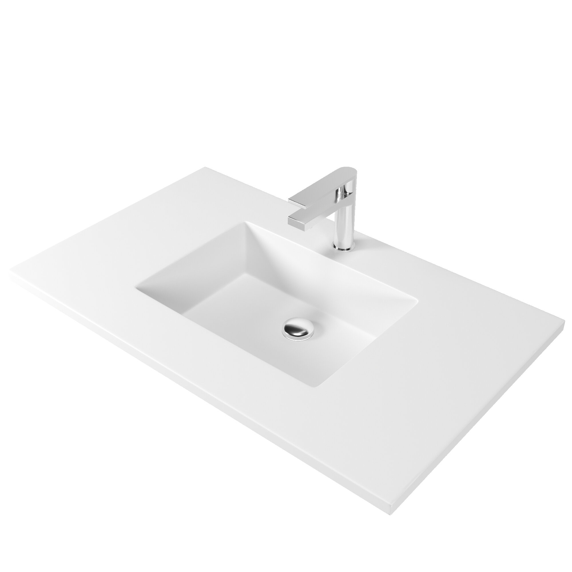 Castellousa 36 Single Bathroom Vanity Top In Matte White With