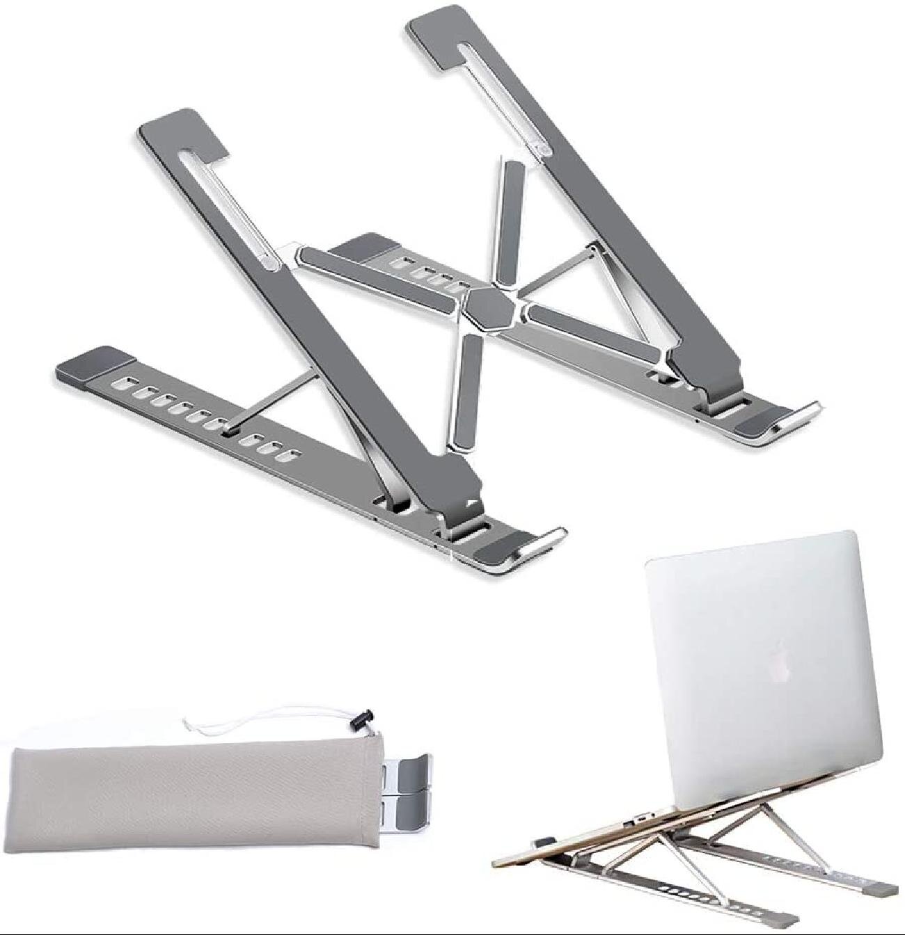 Suitable for All Laptops and Tablets White Laptop Stand Adjustable Notebook Riser Foldable Portable Computer Stand for Desk 12-Level Angle Adjustable Height Laptop Mount 