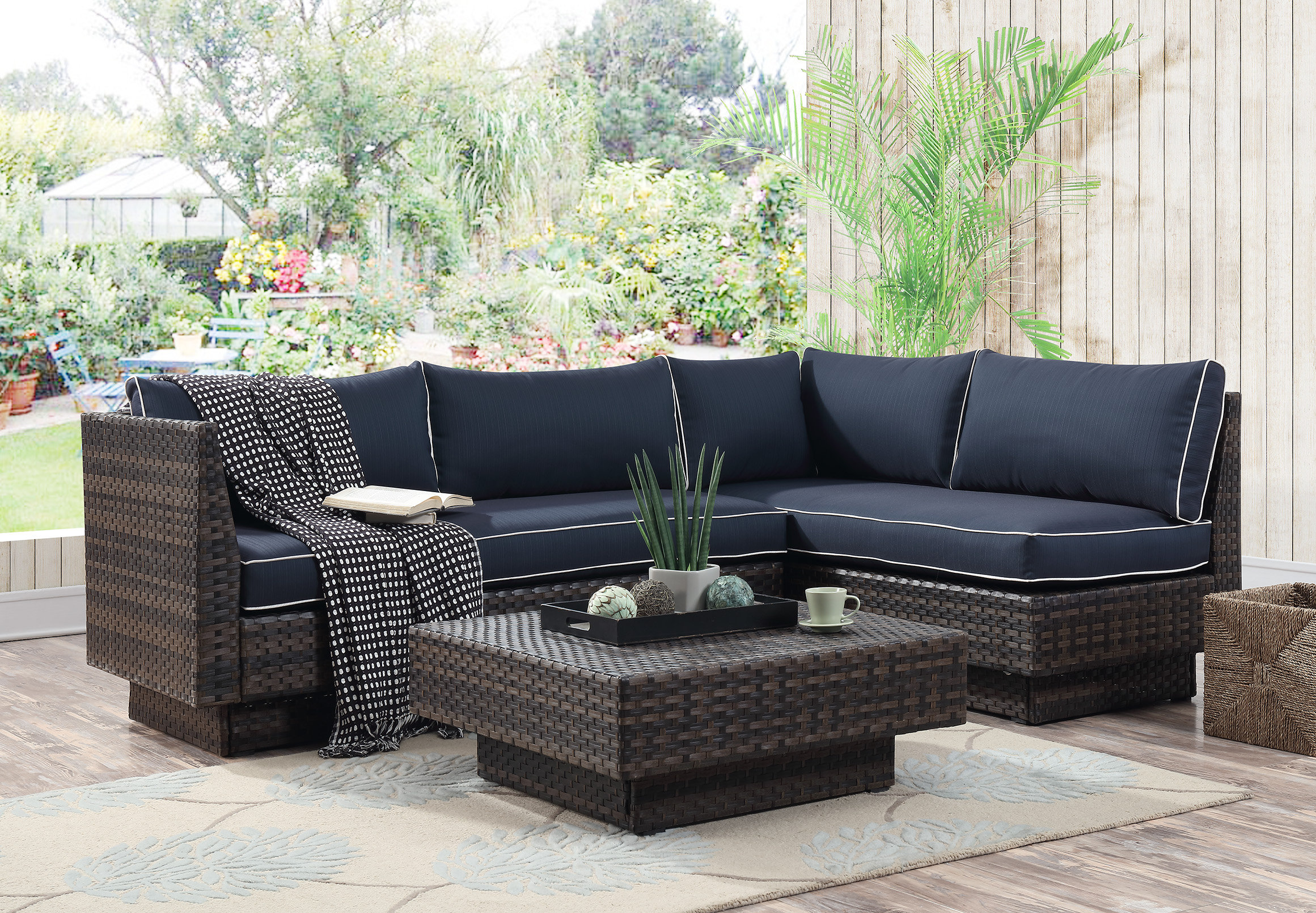Bloomsbury Market Mulford Outdoor 3 Piece Rattan Sectional Set With Our Sites