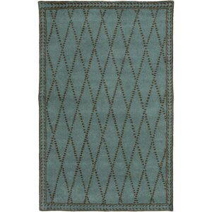 Barnaby Hand-Tufted Aqua/Chocolate Area Rug