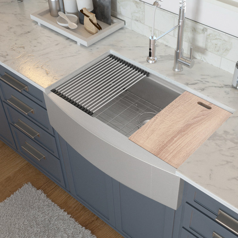 Logmey 33 Inch Farmhouse Sink 18 Gauge Stainless Steel Ledge Workstation Apron Front Single Bowl Farm Kitchen Sink Tools Home Improvement Kitchen Fixtures Malibukohsamui Com