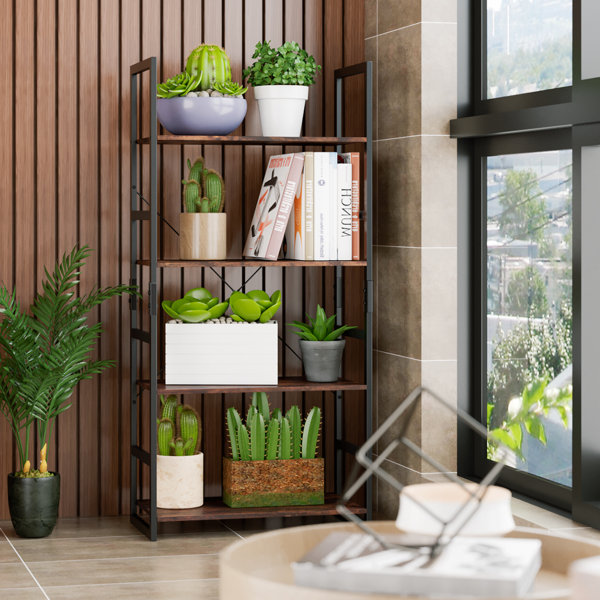 17 Stories Bookshelf Rack 4 Tier Vintage Bookcase Shelf Storage