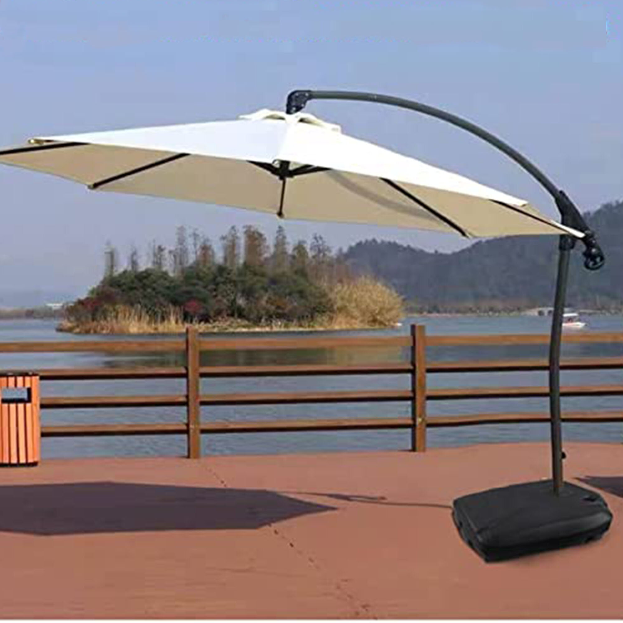 Offset Iyla Patio Umbrella Outdoor Stand Base With Wheels, 140 Lbs Heavy  Weight Duty Black Plastic Water Filled Only For Large,large Outside Heavy  
