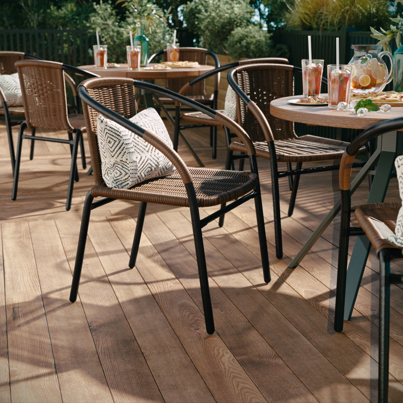 Arthor Rattan Indoor/Outdoor Stacking Restaurant Chairs by Flash Furniture Color: Medium Brown