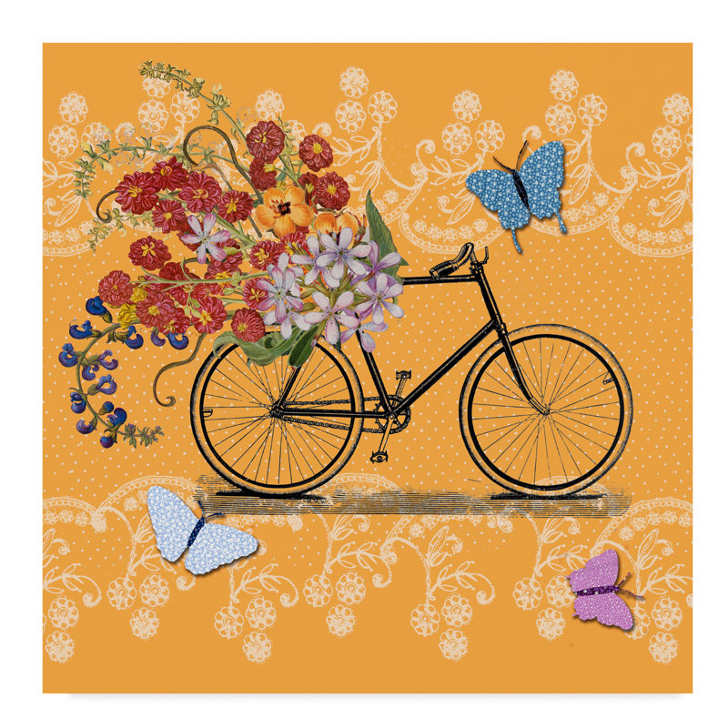 August Grove Flower Market Bicycle Acrylic Painting Print On