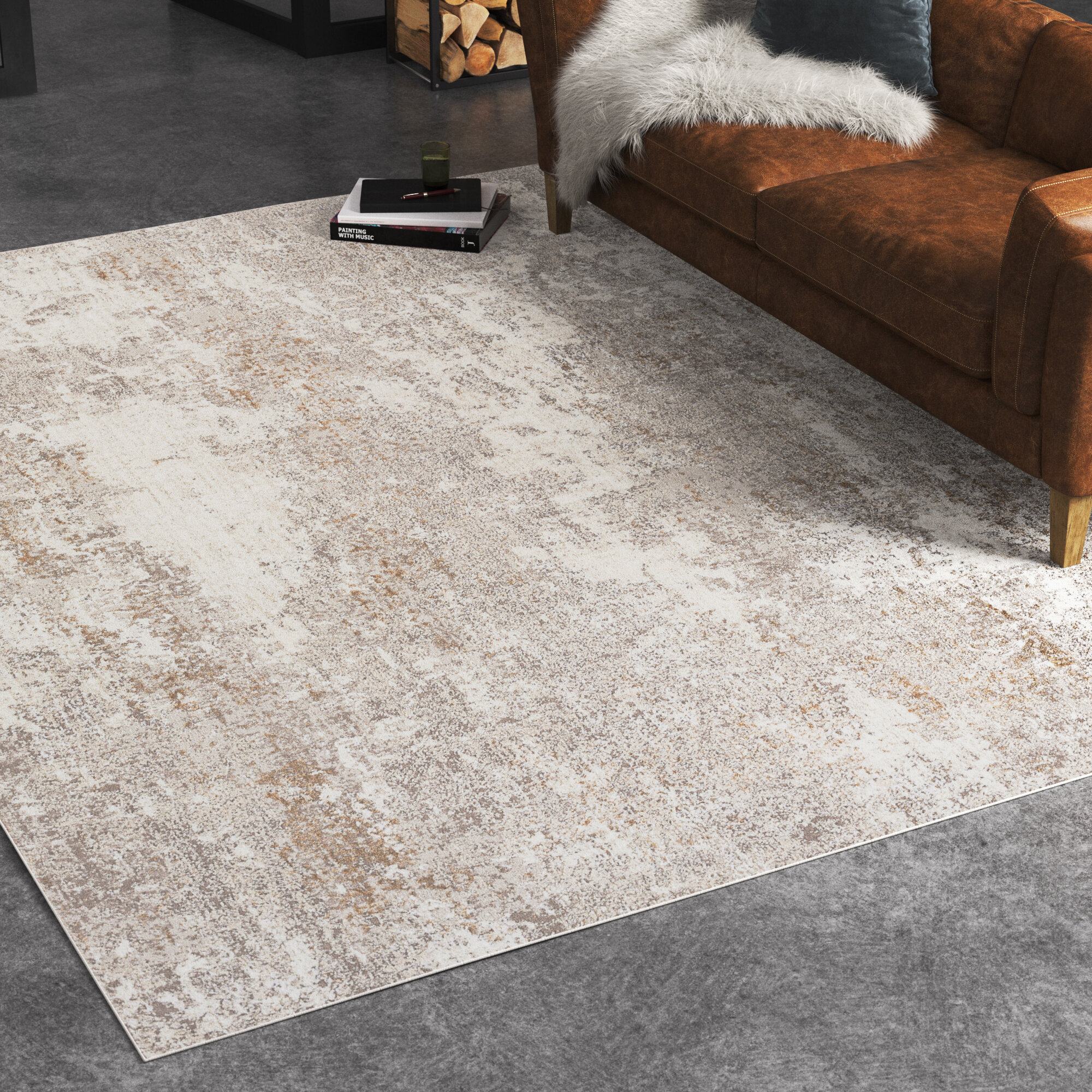 Steelside™ Lemaire Machine Woven Performance Beige Rug & Reviews | Wayfair