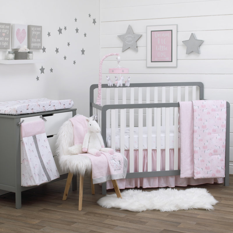 pink star crib bedding