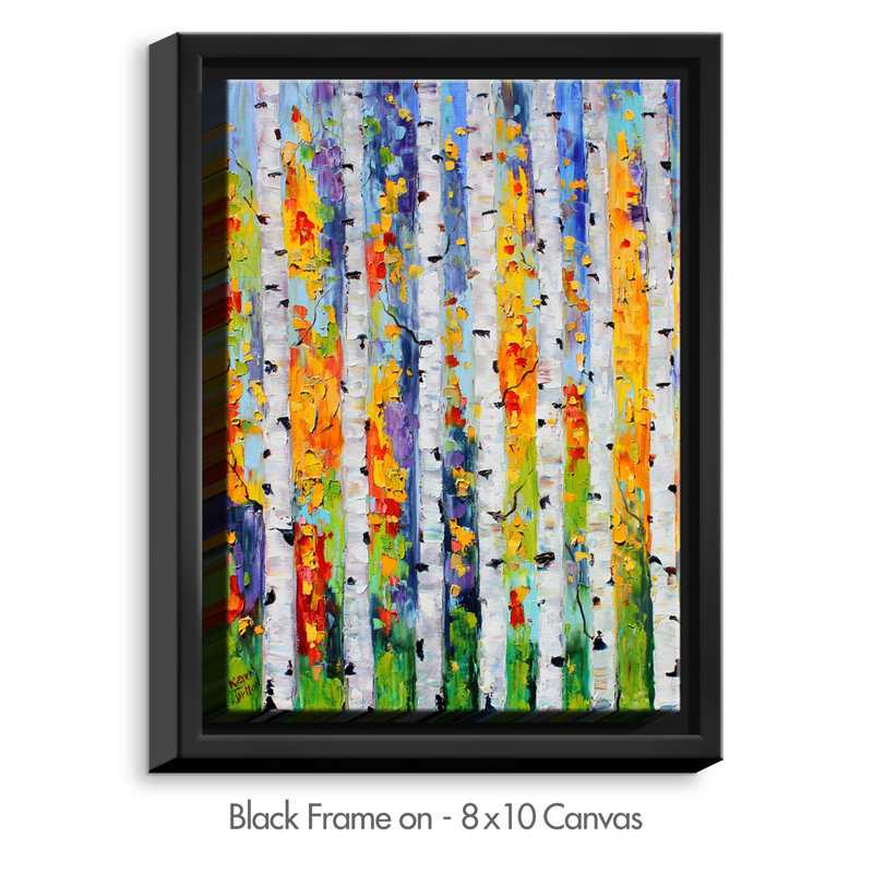 Dianochedesigns Birch Trees Oil Painting Print On Wrapped Framed