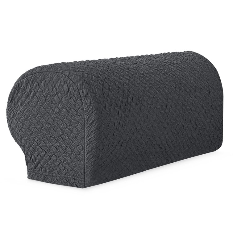 Winston Porter Seersucker Jacquard Box Cushion Armrest Sofa Slipcover ...