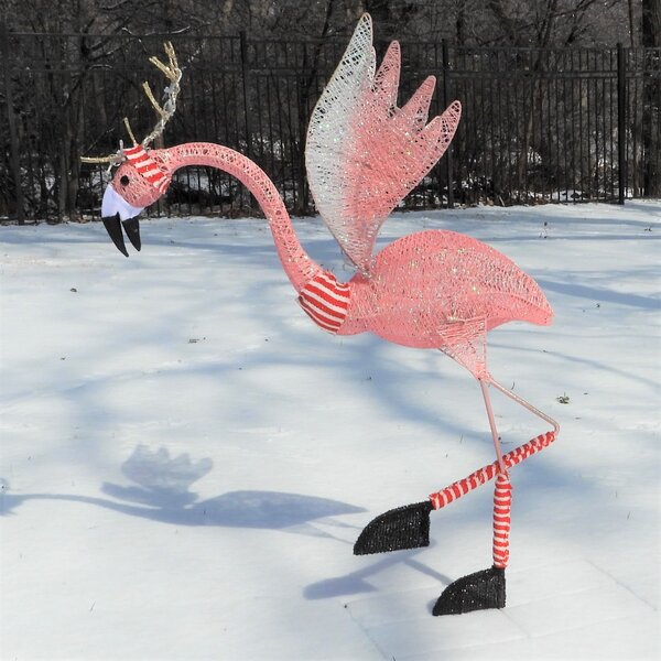 Lighted Inflatable Air Blown Tropical Pink Flamingo Yard Party Decoration 