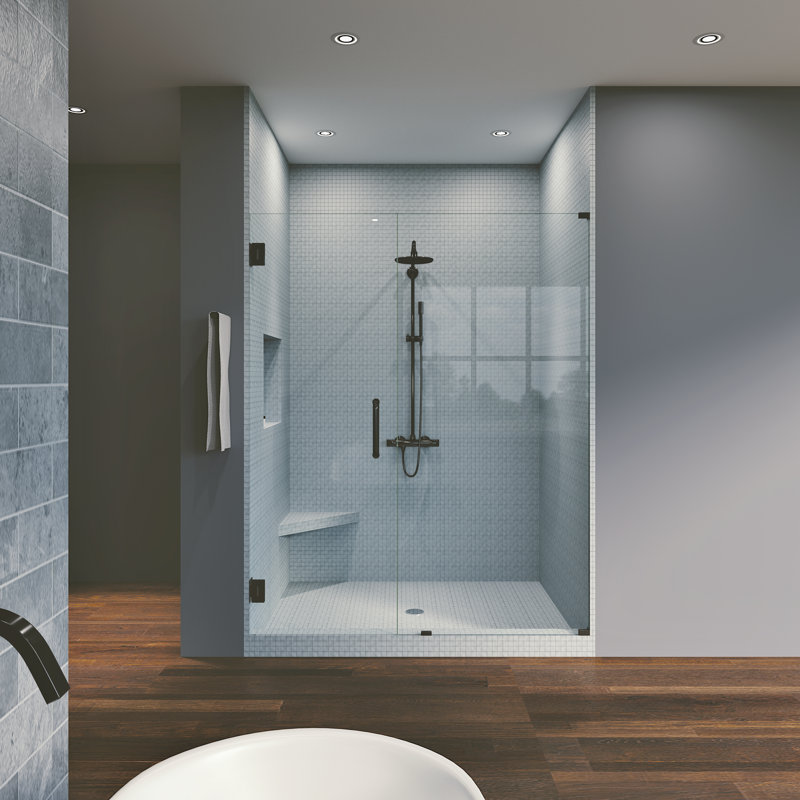 Waterfall Bath Enclosures 58 25 X 76 Hinged Frameless Shower Door Wayfair
