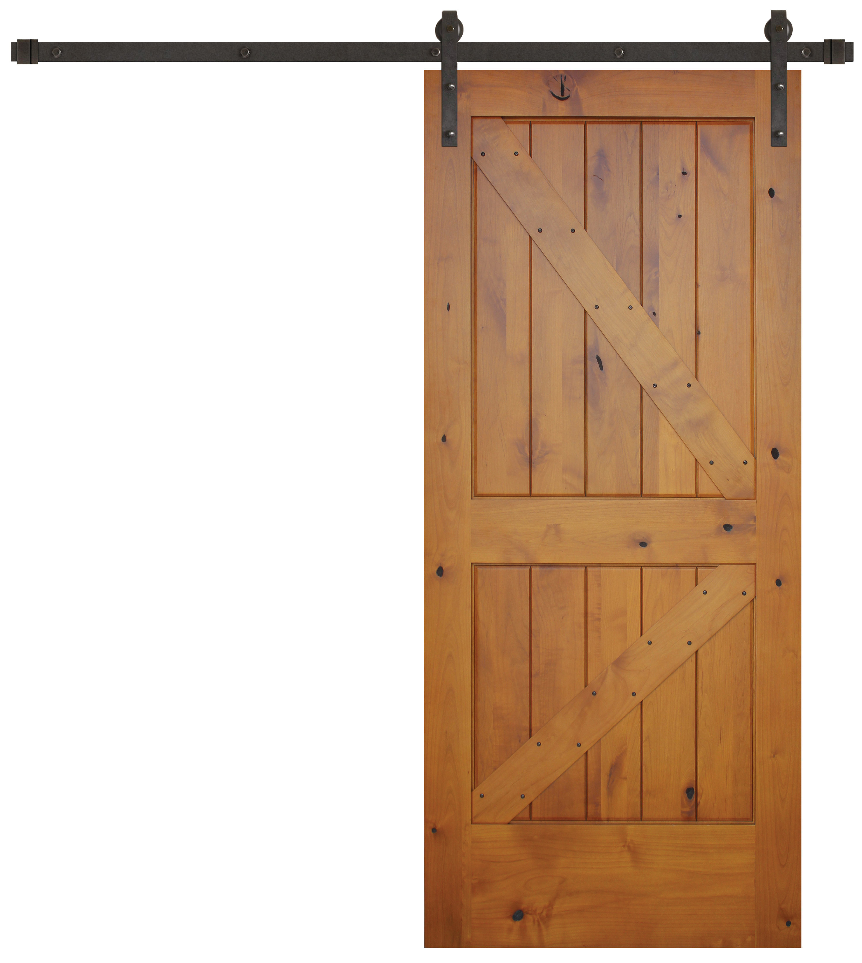 CreativeEntryways Paneled Wood Finish Barn Door with Installation